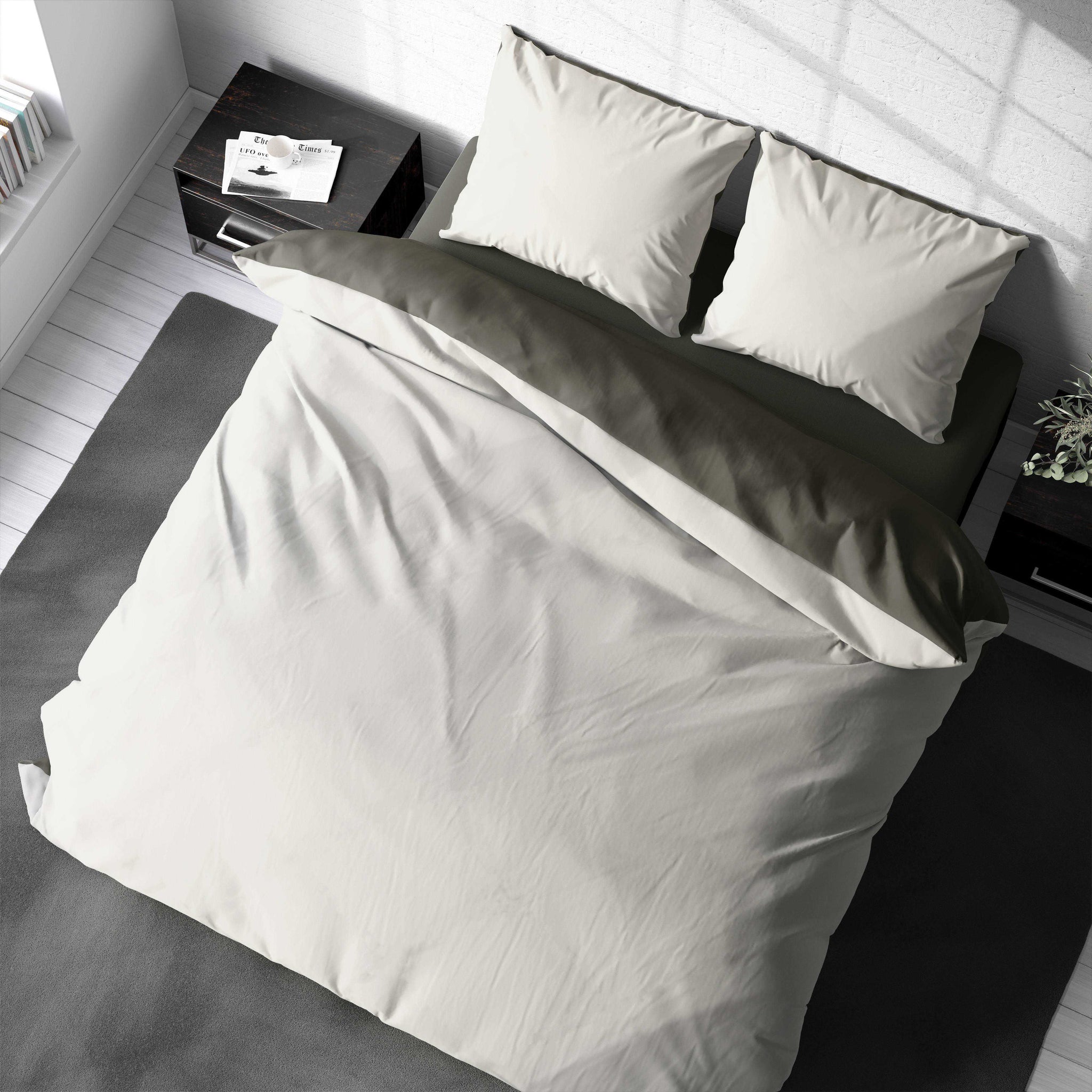 Duvet Cover Set - Reversibel in Grey & Cream