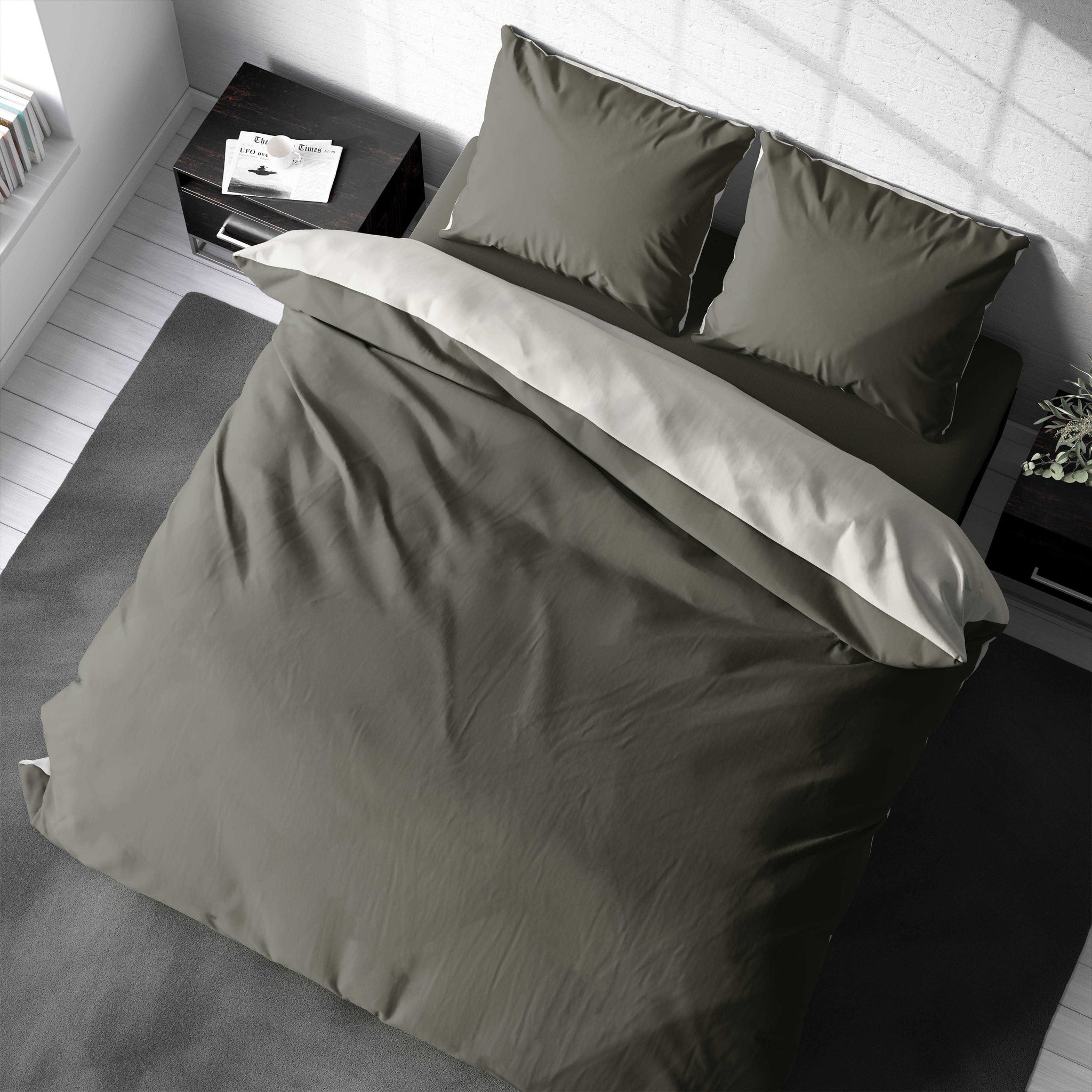 Duvet Cover Set - Reversibel in Grey & Cream