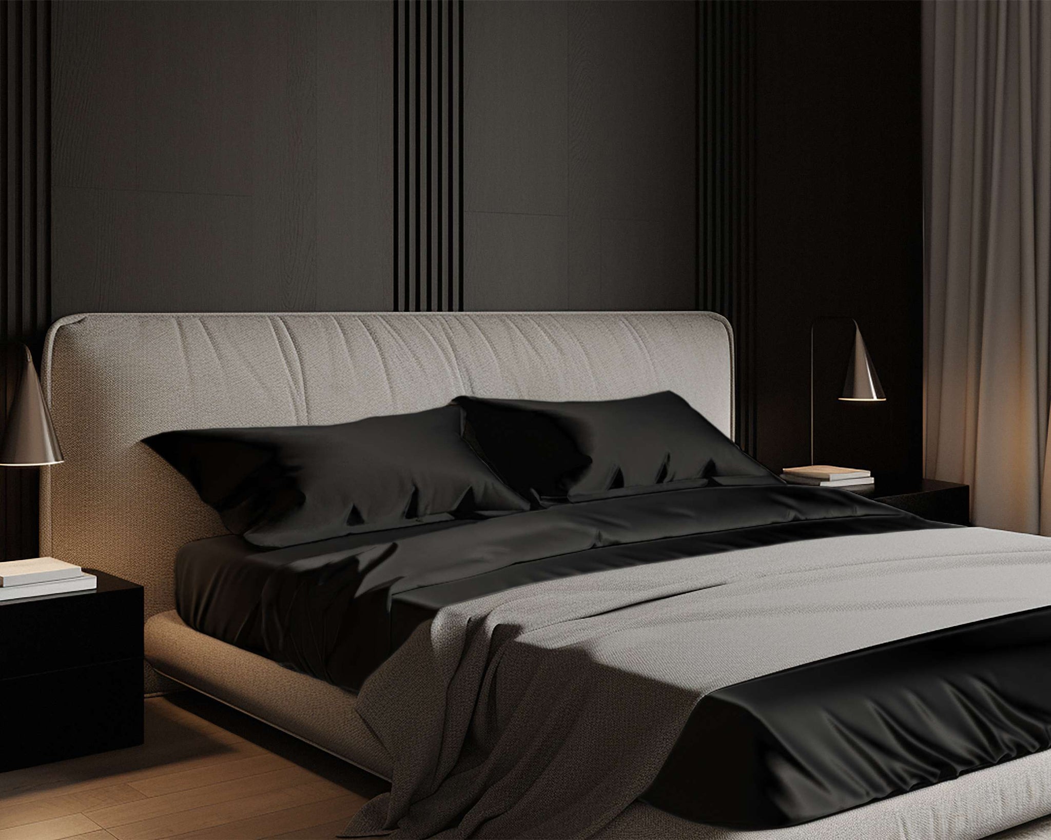 Tencel Black Bed Sheet 4-Piece Set