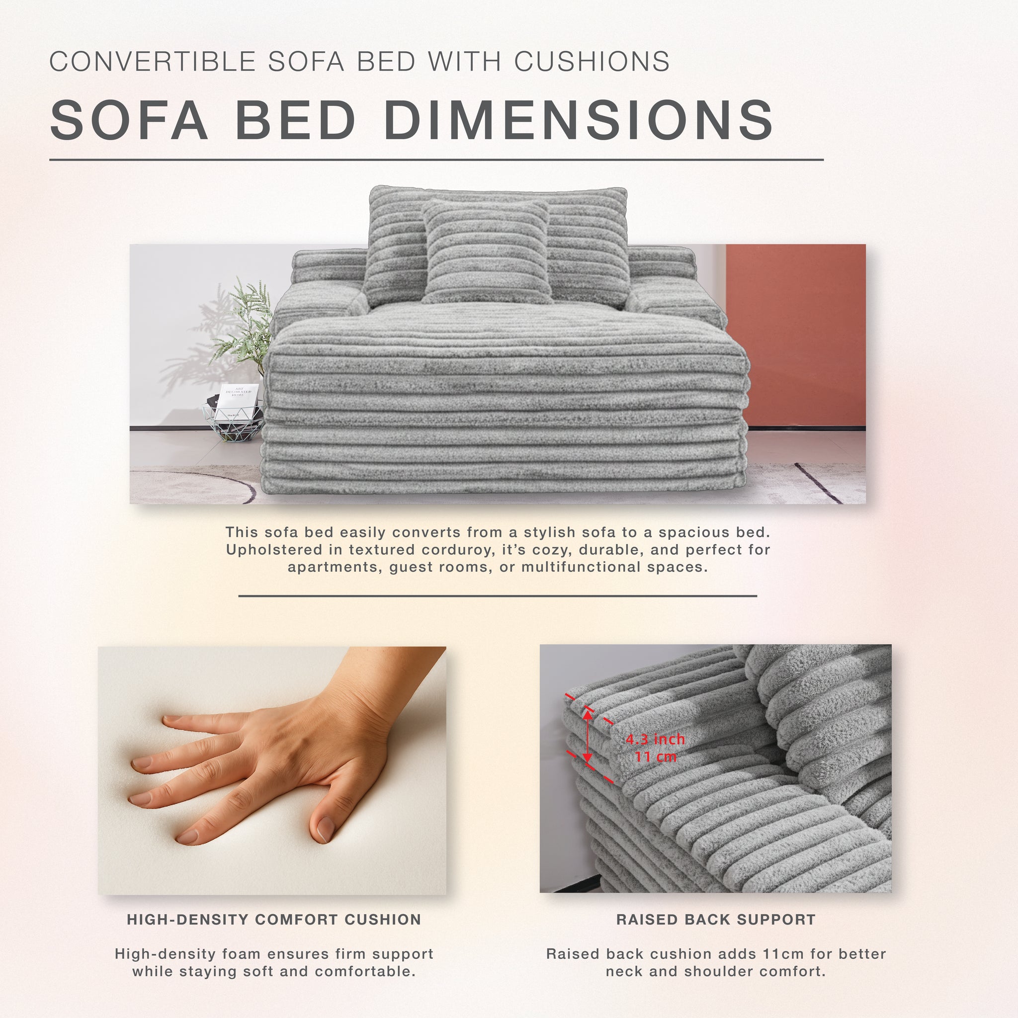 Modern Light Grey Oversized Lounge Sofa