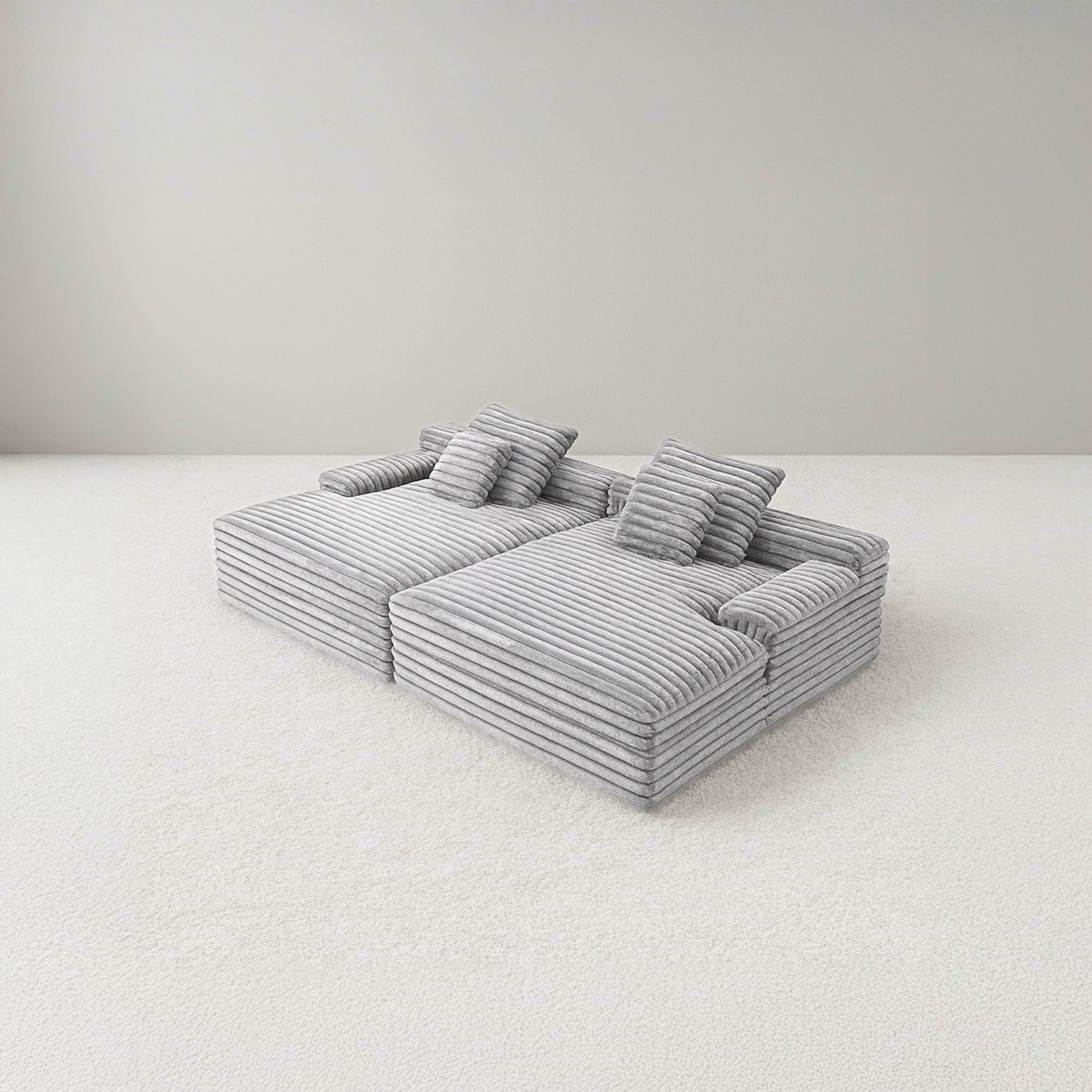 Side By Side Oversized Lounge Sofa - Light Grey