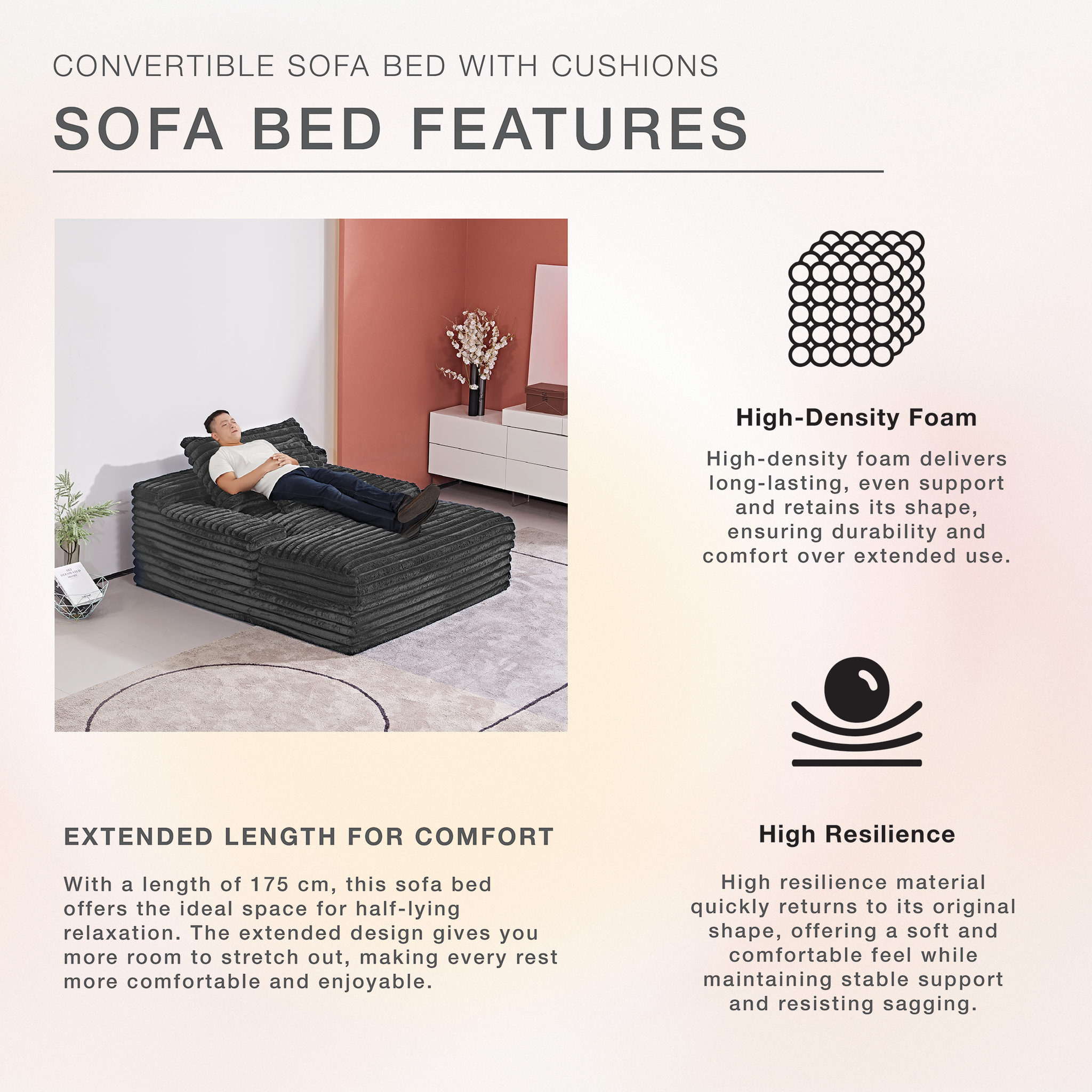 Modern Dark Grey Oversized Lounge Sofa