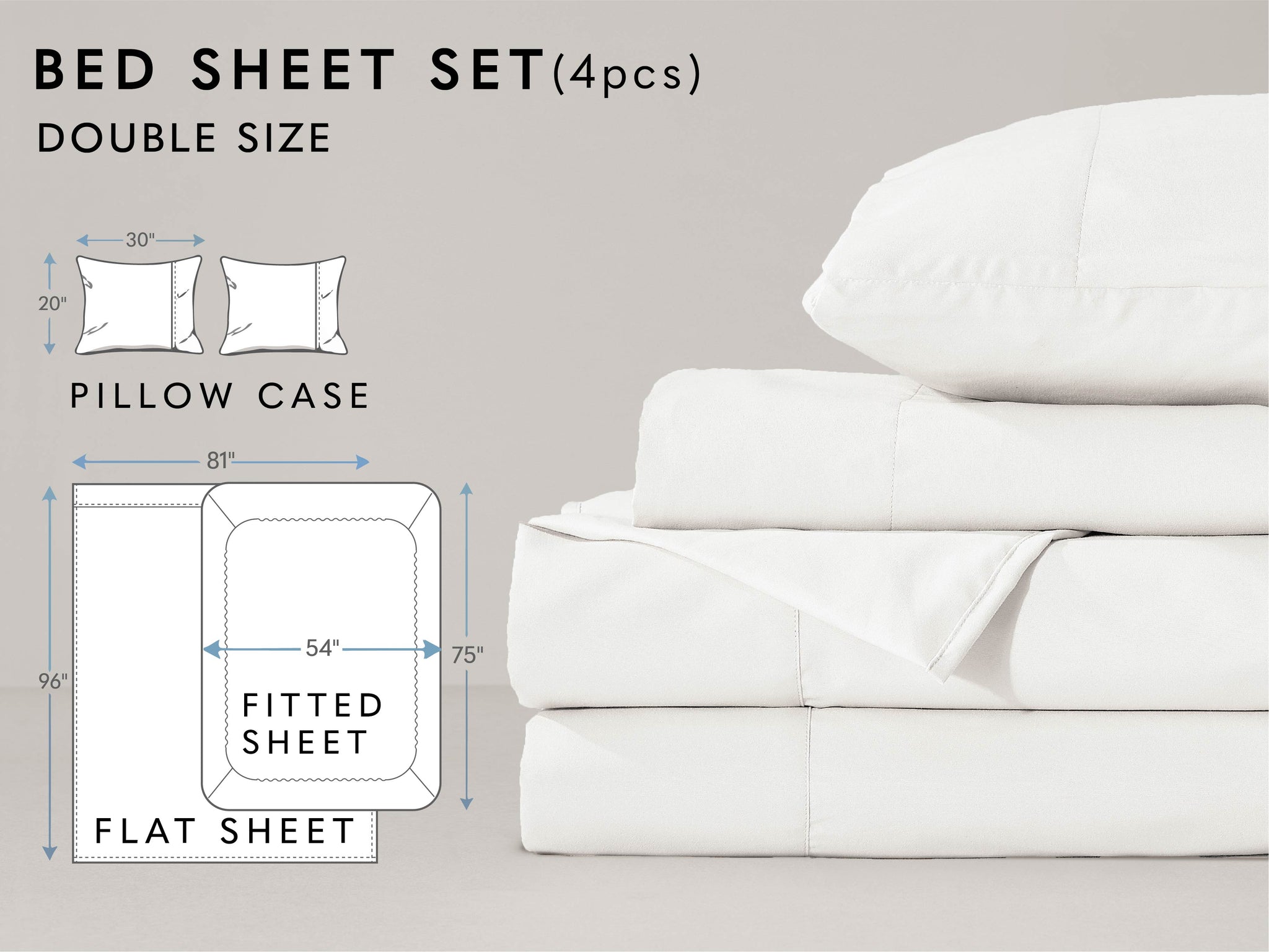 Microfiber Cream White Bed Sheet 4-Piece Set